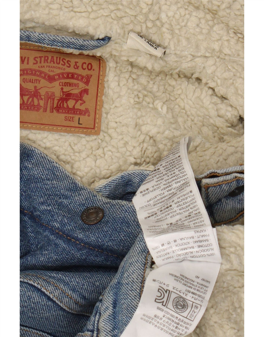 Levi's Damen Jeans-Sherpa-Jacke, UK 14, Größe L, Blau, Baumwolle