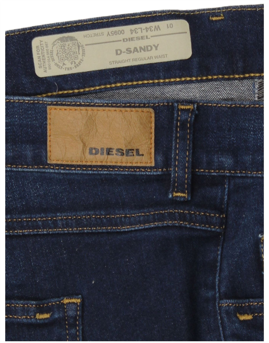 Diesel Damen D-Sandy Regular Straight Jeans W34 L34 Marineblaue Baumwolle