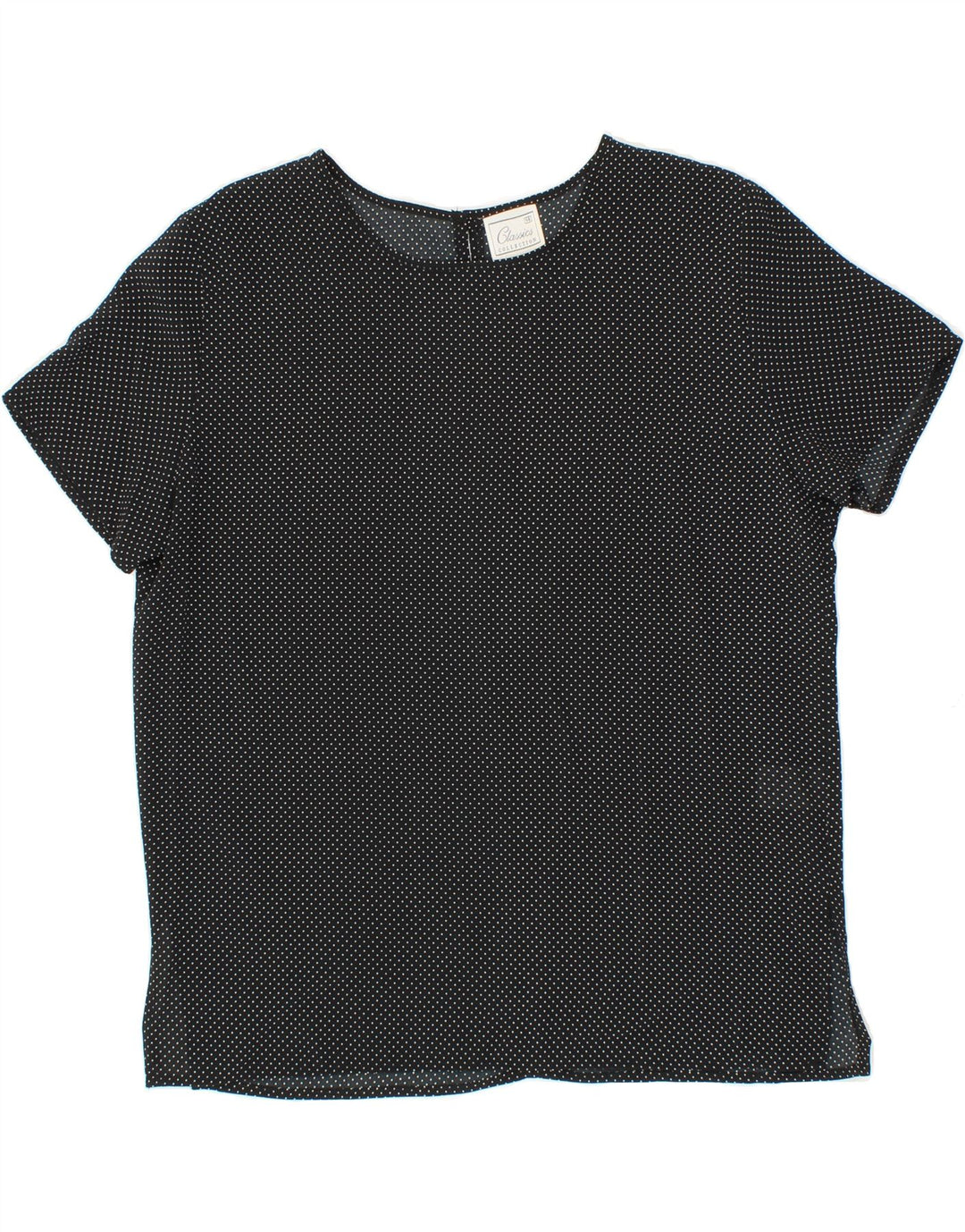 CLASSICS Womens Blouse Top UK 14 Large  Black Spotted Polyester Vintage Classics and Second-Hand Classics from Messina Hembry 