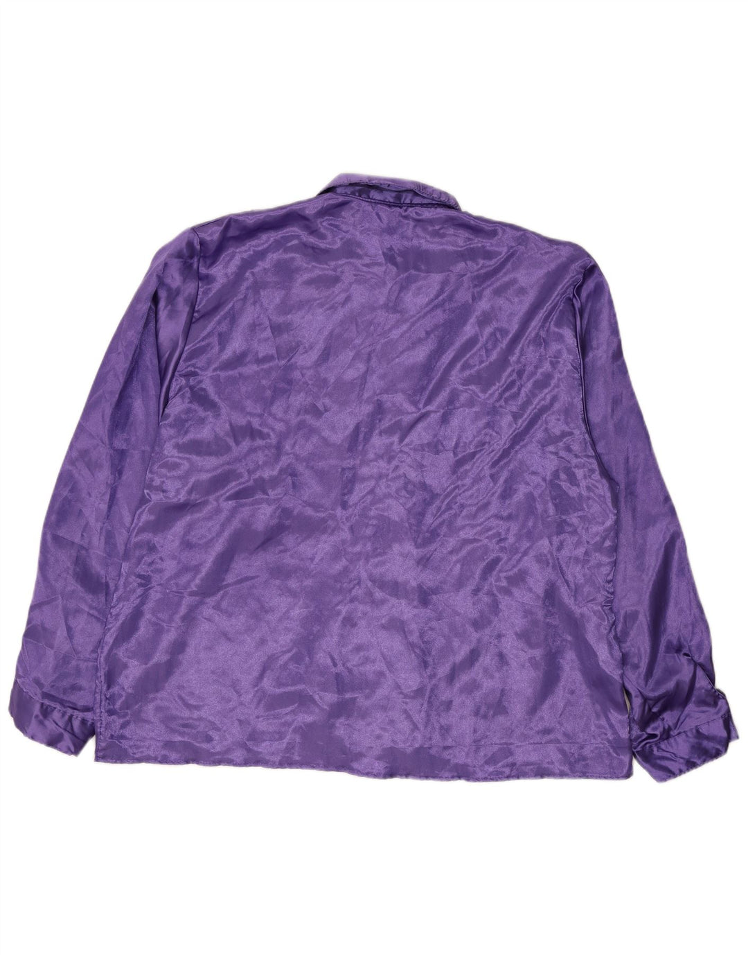 Vintage Damen Hemdbluse mit Rüschen vorne IT 56 4XL Lila Polyester