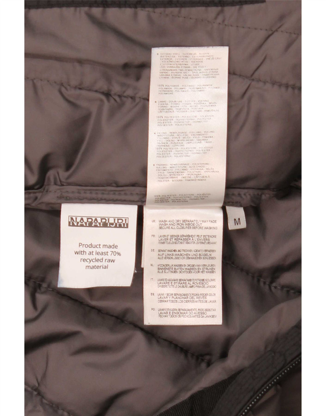 Napapijri wattierte Herrenjacke mit Kapuze, UK 38, Mittelschwarz, Farbblock