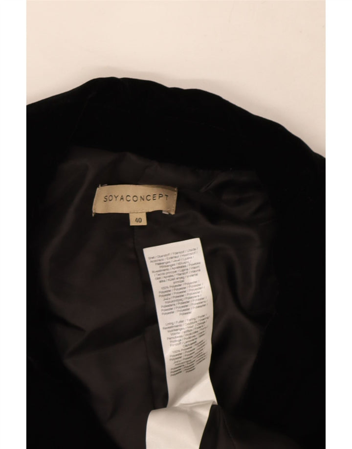 Vintage Damen Zweireihige Samt-Blazerjacke EU 40 Mittelschwarz