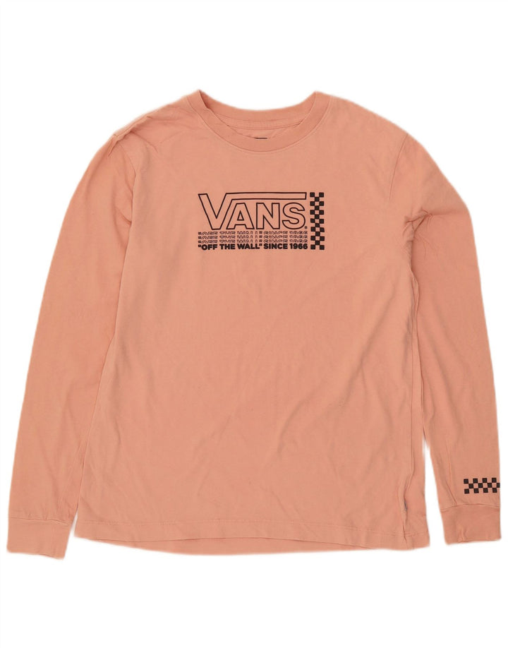 VANS Womens Graphic Top Langarm UK 10 Small Rosa Baumwolle