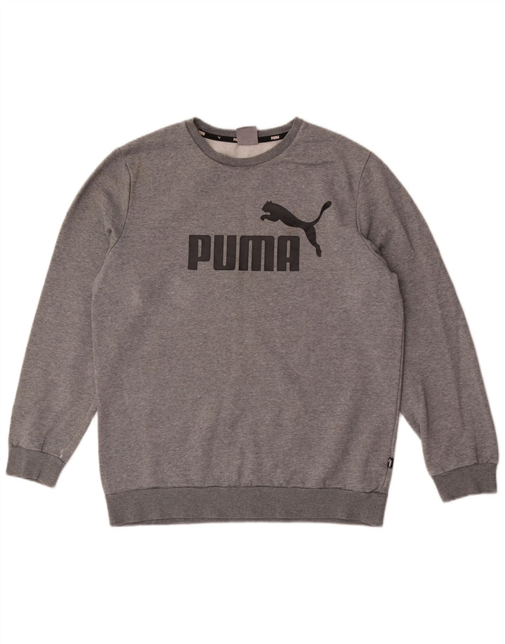 Puma Herren Grafik-Sweatshirt-Pullover aus mittelgrauer Baumwolle