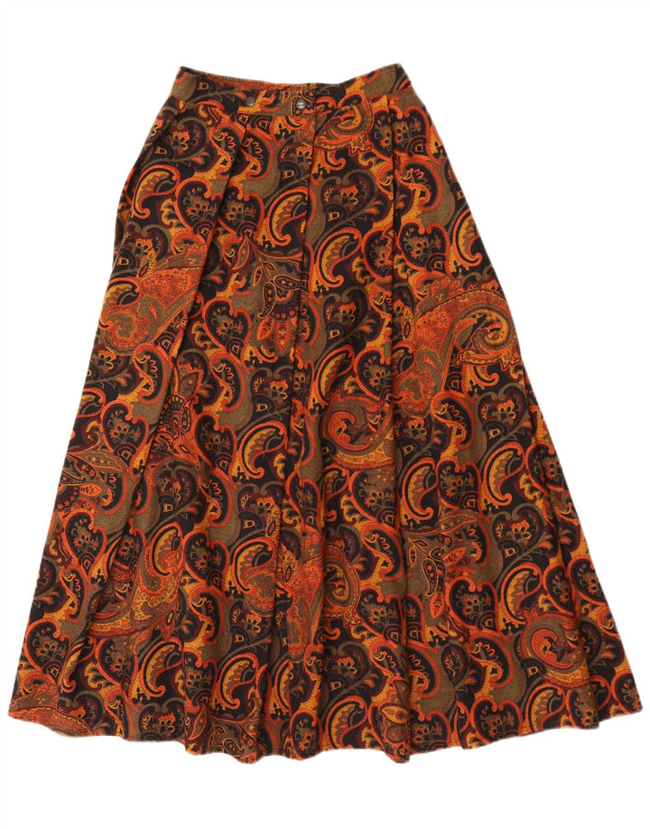 Vintage Damen ausgestellter Rock W26 Kleines braunes Paisley
