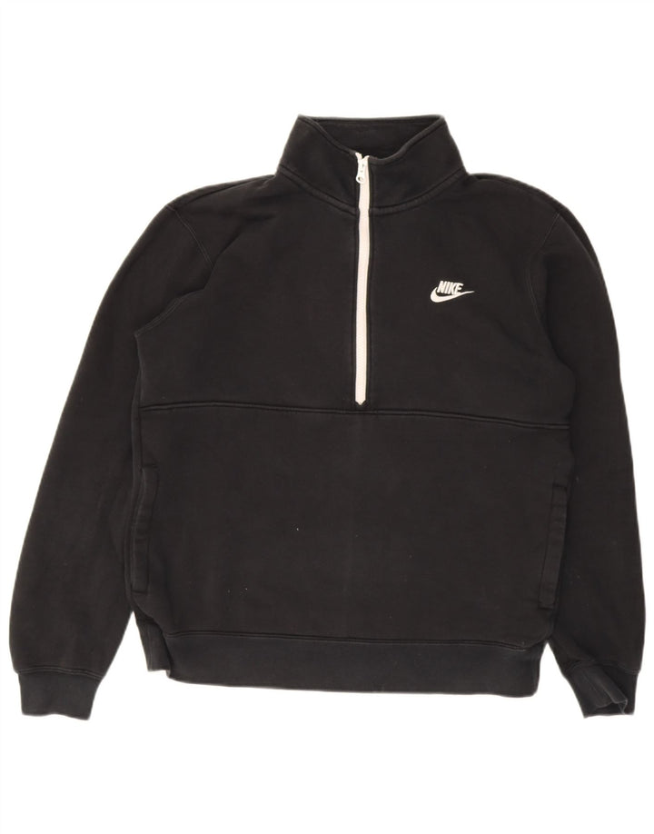 Nike Herren-Sweatshirt mit Reißverschluss am Hals, mittlere schwarze Baumwolle