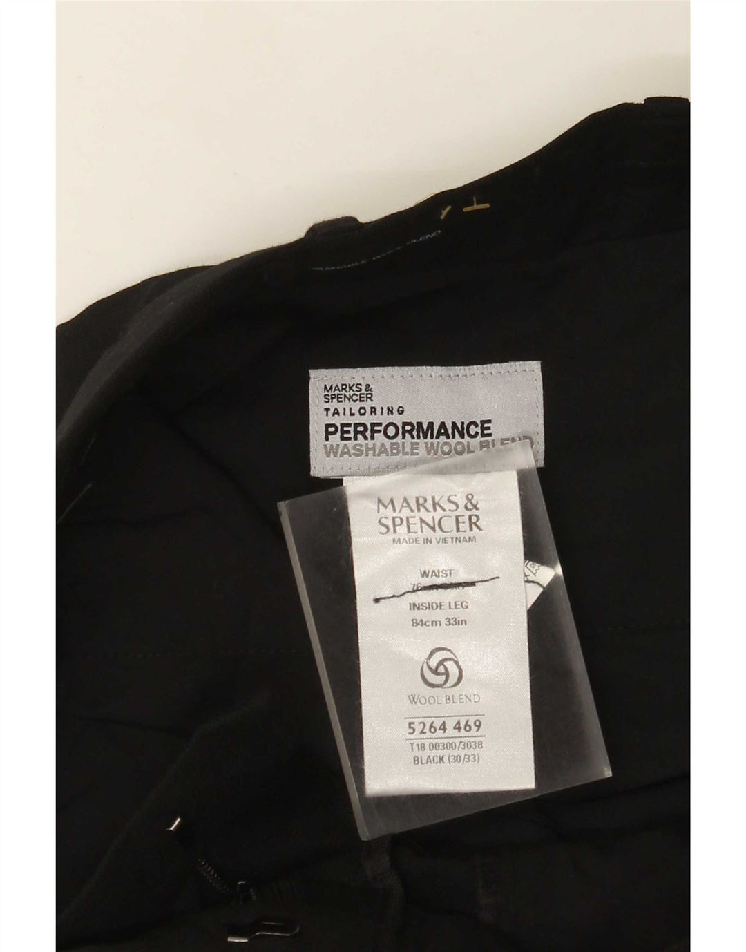 Gerade Herren-Anzughose von Marks & Spencer, W30, L33, Schwarz, Polyester