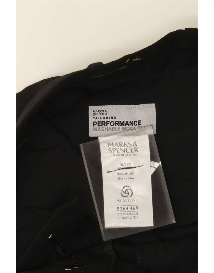 Gerade Herren-Anzughose von Marks & Spencer, W30, L33, Schwarz, Polyester