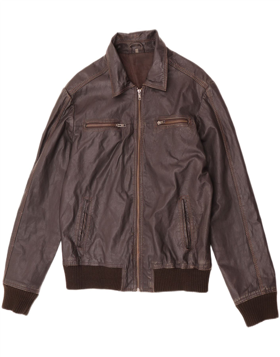 Project Herren Lederjacke UK 40 Large Braun