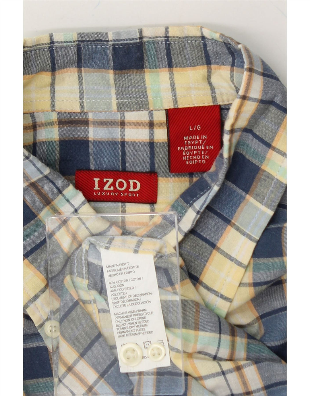 IZOD Mens Short Sleeve Shirt Large Multicoloured Check Cotton Vintage Izod and Second-Hand Izod from Messina Hembry 