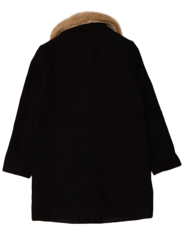 Topshop Damen Übergroßer Mantel UK 10 Small Schwarz Polyester