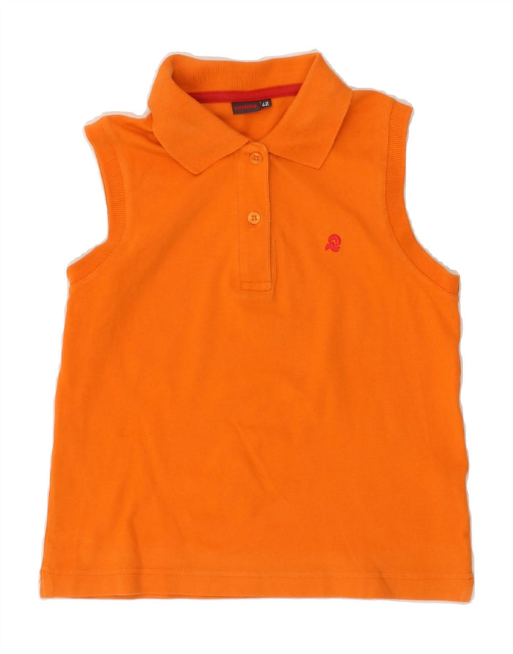 INVICTA Womens Sleeveless Polo Shirt IT 42 Medium Orange Cotton | Vintage Invicta | Thrift | Second-Hand Invicta | Used Clothing | Messina Hembry 