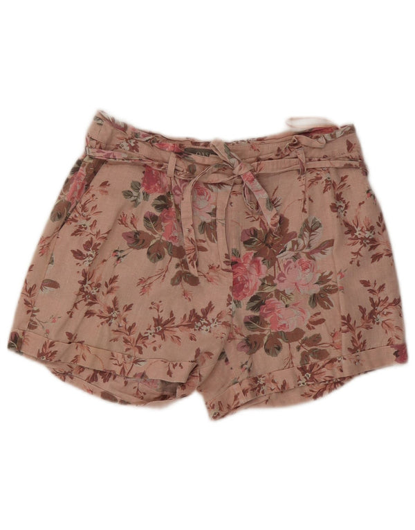Oasis Chino-Shorts für Damen, UK 8, Größe S, W27, Leinen mit rosa Blumenmuster