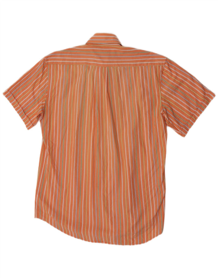 People Herren-Kurzarmhemd, groß, orange gestreift, Baumwolle
