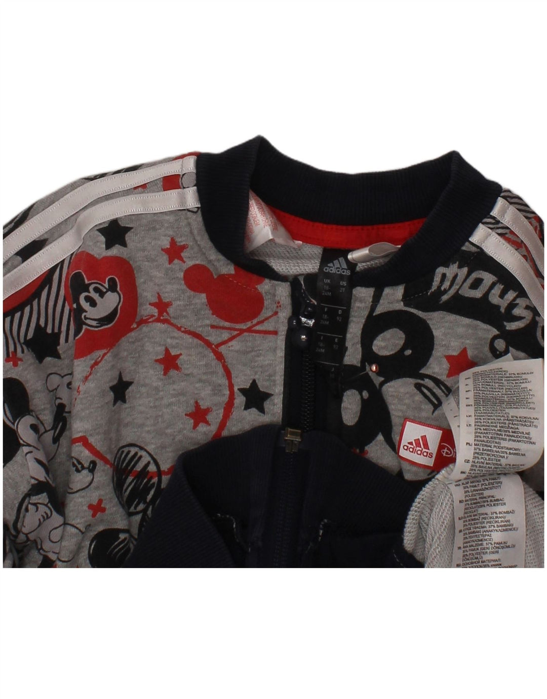 ADIDAS Baby-Jungen-Trainingsanzug mit Mickey-Mouse-Oberteil, Jacke, 18–24 Monate, Grau