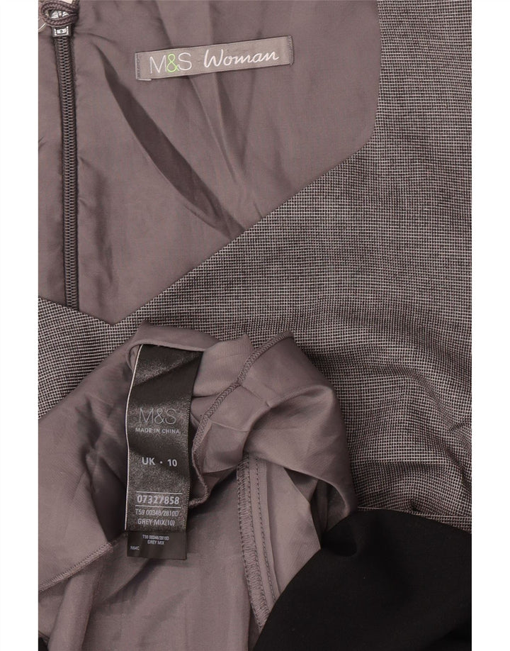 Marks & Spencer Damen Etuikleid UK 10 Small Graues Colourblock-Polyester