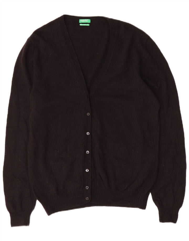 BENETTON Damen-Cardigan-Pullover UK 18 XL Schwarze Merinowolle