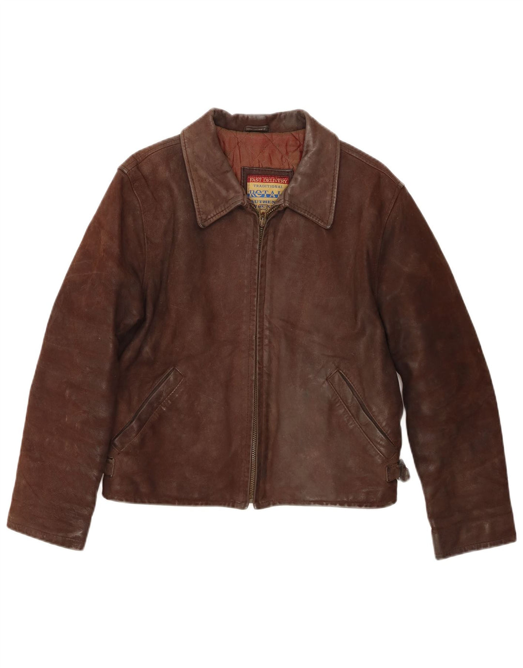 Vintage Damen Lederjacke UK 14 Mittelbraunes Leder