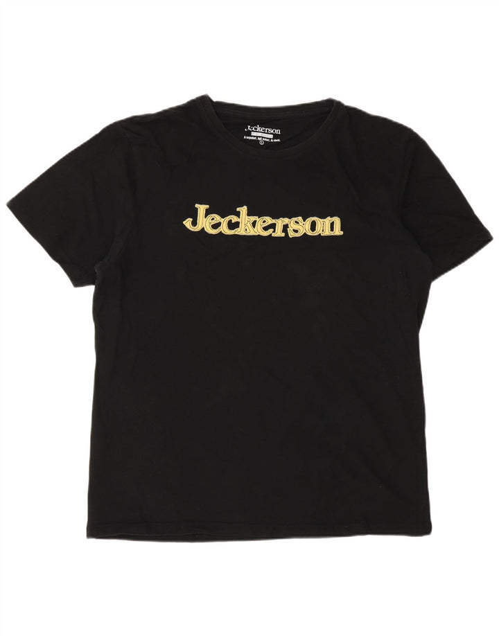 Jeckerson Herren-T-Shirt mit Grafik, Größe L, aus schwarzer Baumwolle