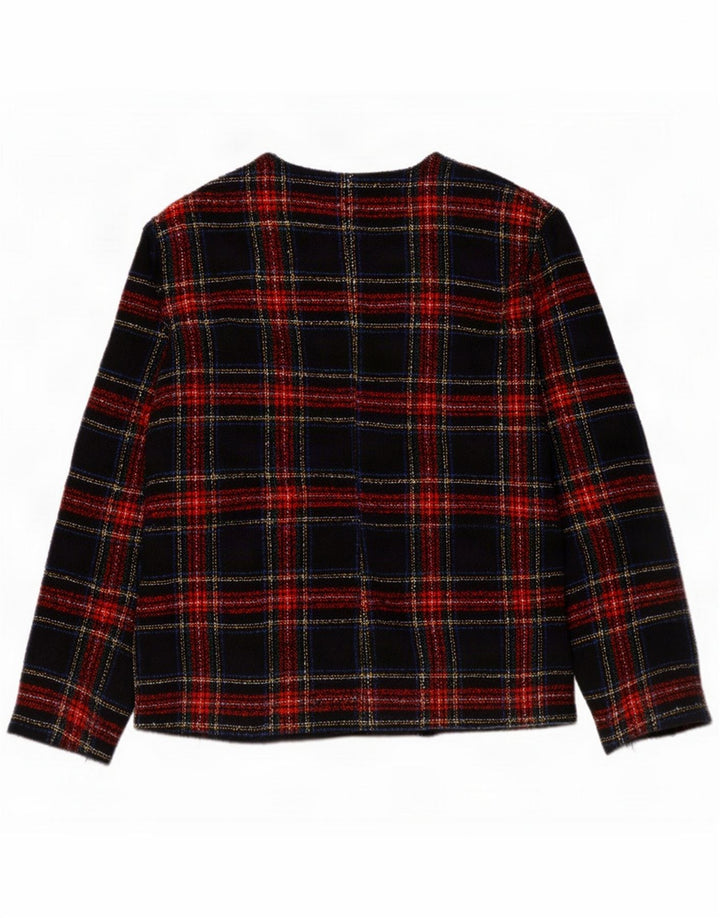 Vintage Womens Full Zip Blazer Jacket UK 16 Large Multicoloured Plaid Wool