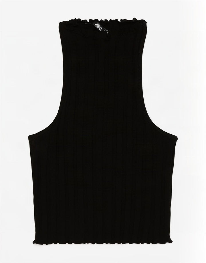 Zara Damen Weste Top UK 8 Small Schwarz