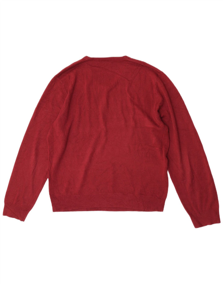 Marks & Spencer Herren-Pullover mit V-Ausschnitt, großes rotes Acryl