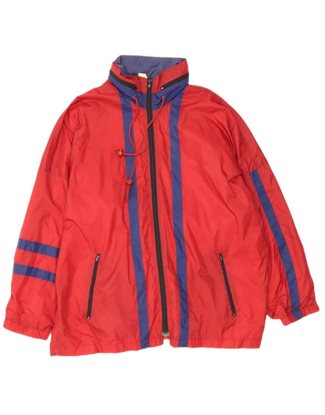 VINTAGE Mens Graphic Windbreaker Jacket UK 40 Large Red Colourblock Vintage Vintage and Second-Hand Vintage from Messina Hembry 