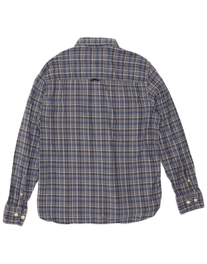 Fat Face Herren-Flanellhemd mit klassischer Passform, mittelblau karierte Baumwolle