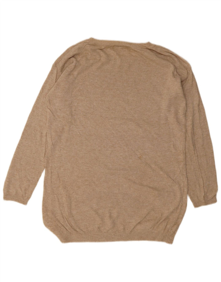 Marks & Spencer Damen-Pullover mit grafischem U-Boot-Ausschnitt, Gr. 12, Mittelbeige