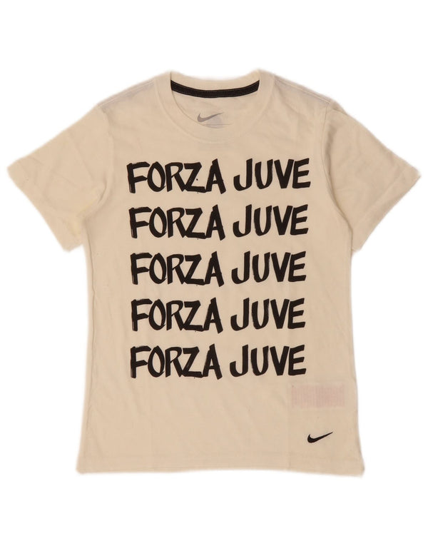 Nike Juventus Grafik-T-Shirt für Jungen, 8–9 Jahre, Größe S, cremefarbene Baumwolle