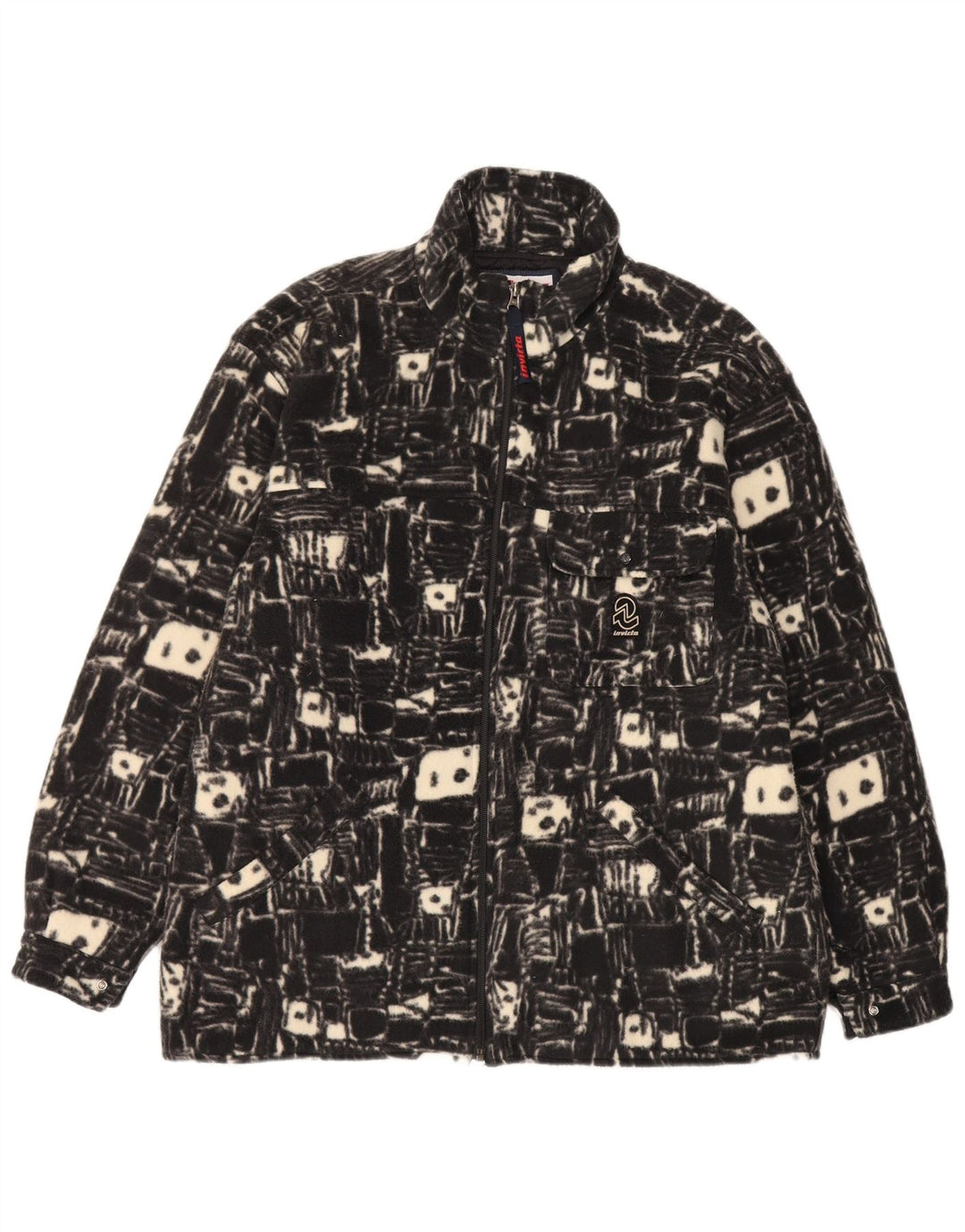 Invicta Herren Fleecejacke UK 38 Mittelschwarzes geometrisches Polyester