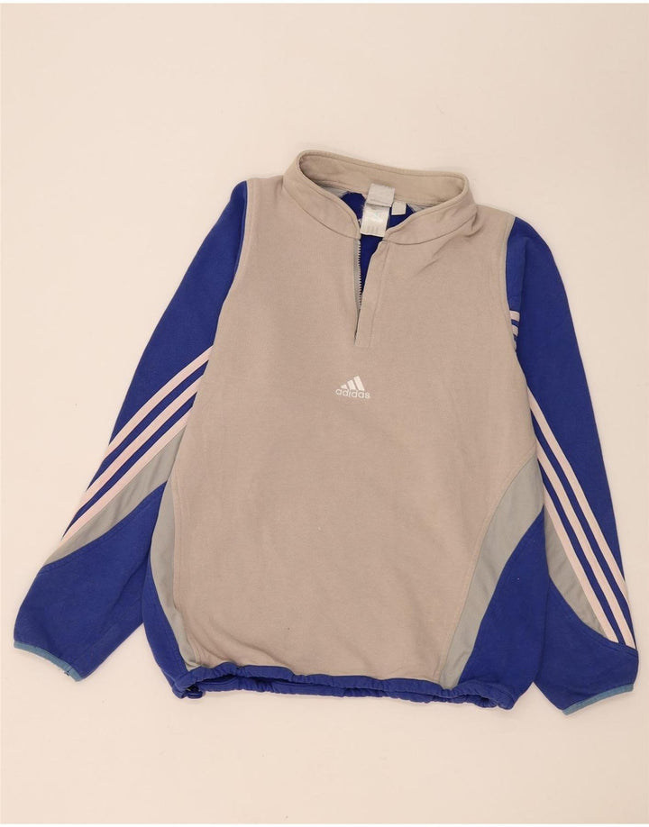 Adidas Herren Fleece-Pullover mit grafischem Reißverschluss und Reißverschluss, Mittelgrau, Farbblock