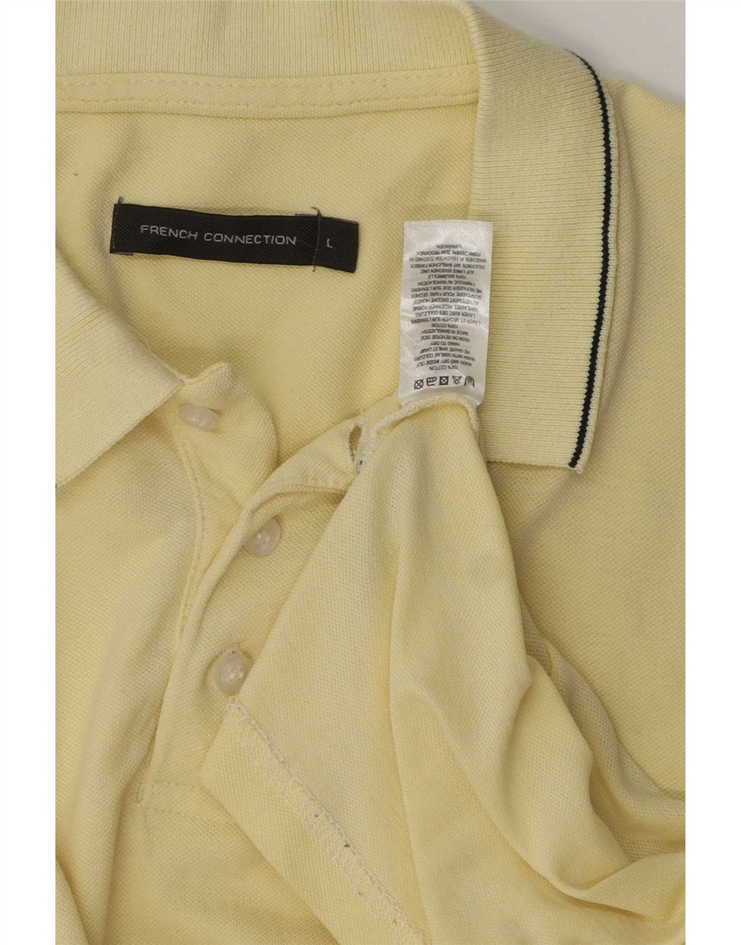 French Connection Herren-Poloshirt, groß, gelb gestreift, Baumwolle