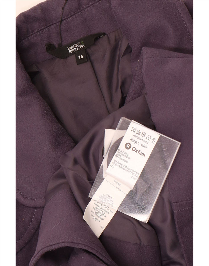 Marks & Spencer Damen-Blazerjacke mit 4 Knöpfen, UK 16, Größe L, Lila, Polyester