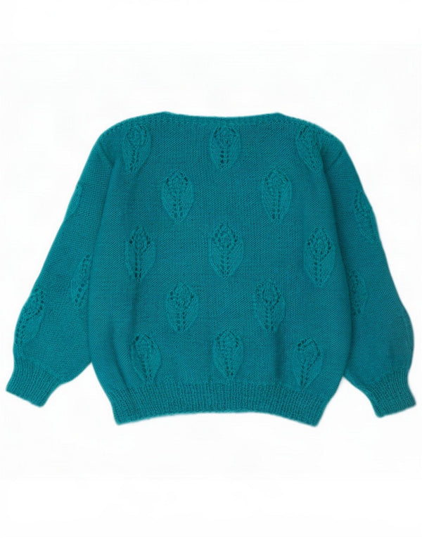 Vintage Damen Pullover mit U-Boot-Ausschnitt UK 16 Large Türkis