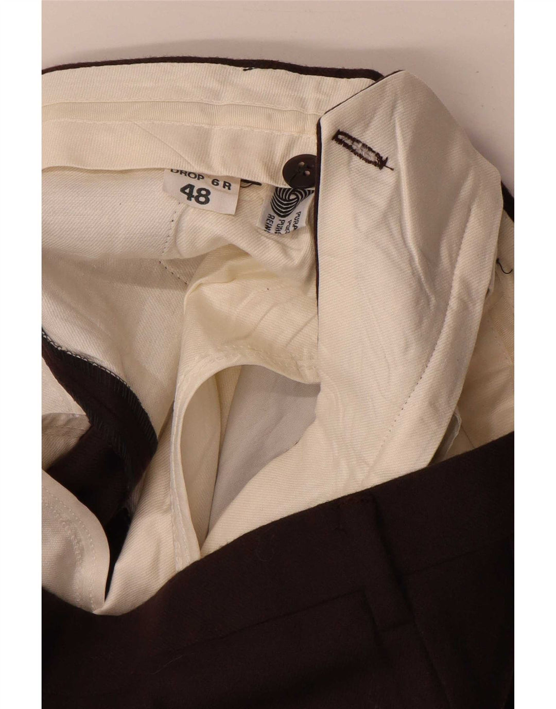 Vintage Herren-Anzughose mit Klammern, Größe 48, mittelgroß, W32, L34, Braun