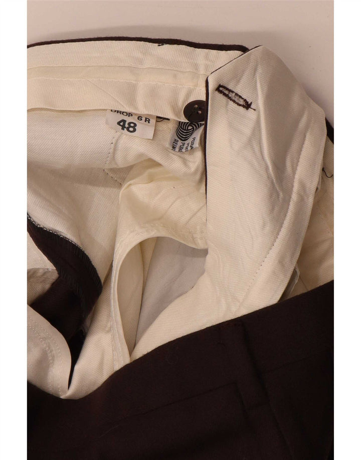 Vintage Herren-Anzughose mit Klammern, Größe 48, mittelgroß, W32, L34, Braun