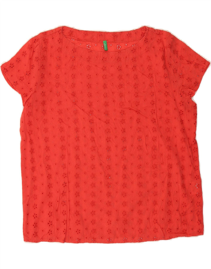 BENETTON Womens Blouse Top UK 16 Large Red Cotton Vintage Benetton and Second-Hand Benetton from Messina Hembry 