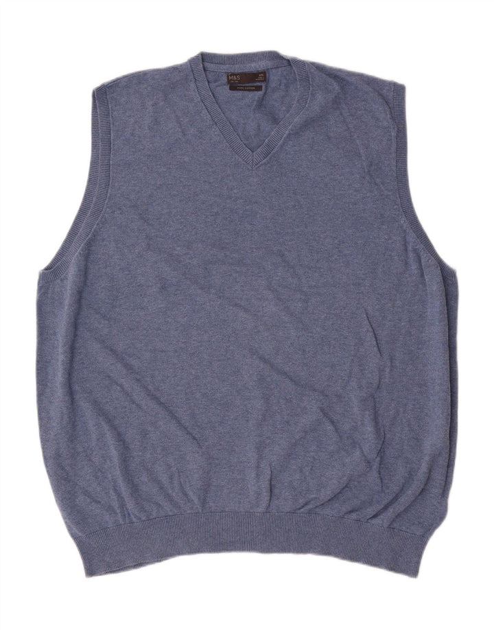 Marks & Spencer Herren Weste Tank Top 2XL Blau Baumwolle