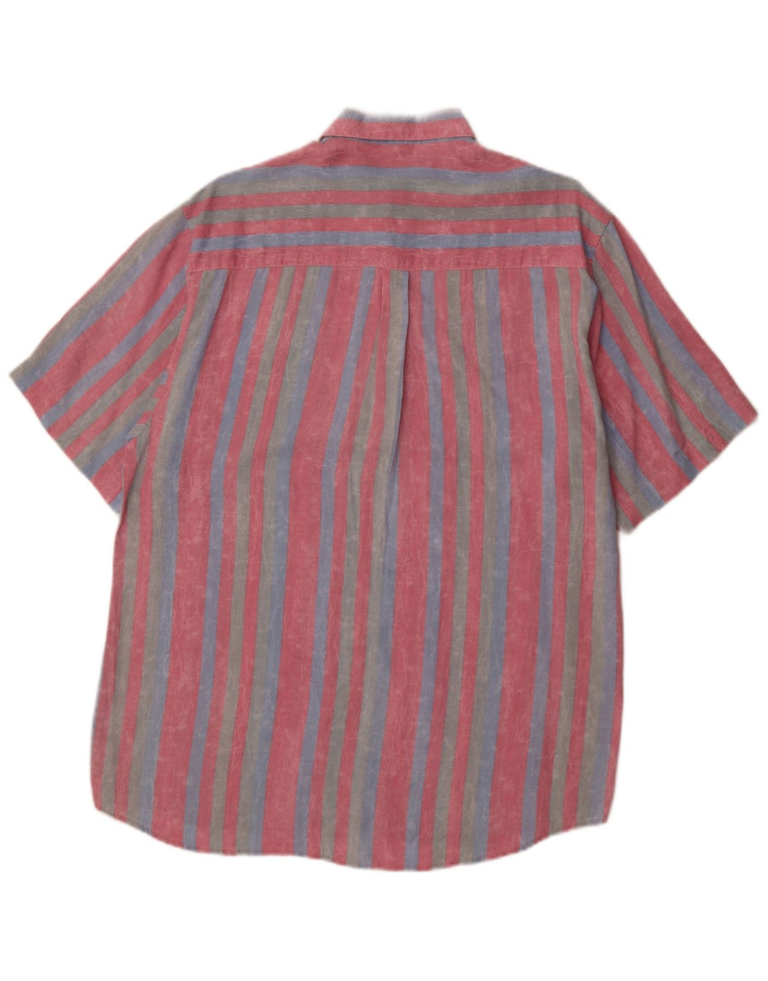 CLUB D'AMINGO Mens Short Sleeve Shirt Size 37/38 Medium Pink Striped