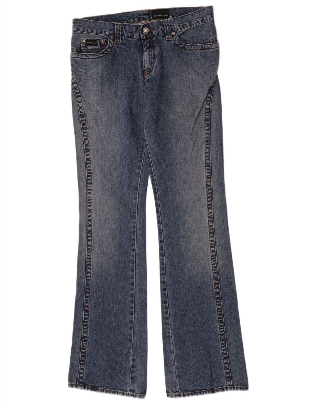 Calvin Klein Damen Flared Jeans W30 L34 Blaue Baumwolle