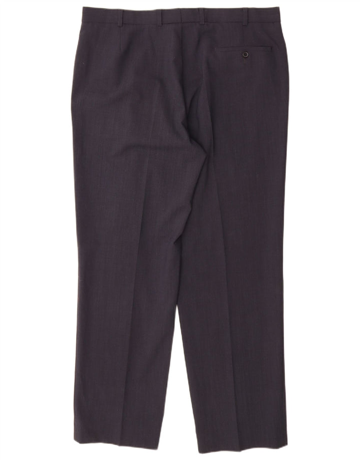 Gerade Herren-Anzughose von Marks & Spencer, W38, L31, marineblaues Polyester