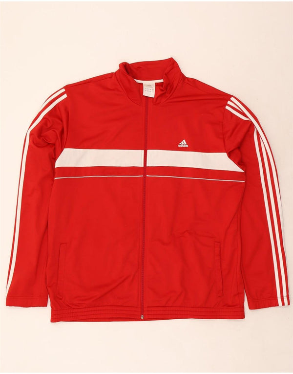 Adidas Herren-Trainingsanzug-Oberteil, Jacke, 2XL, rotes Colourblock-Polyester