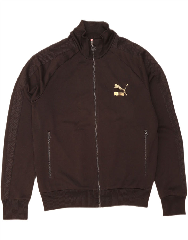 Puma Herren-Trainingsanzug mit grafischem Oberteil, groß, aus schwarzem Polyester