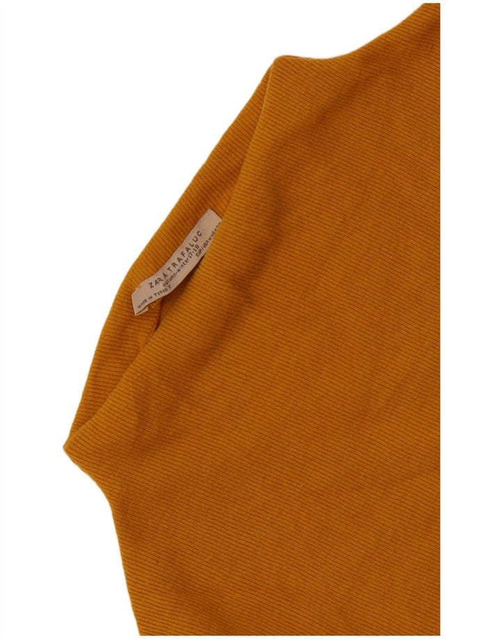 Zara Damen Crop Rollkragenpullover Pullover UK 12 Mittelgelb