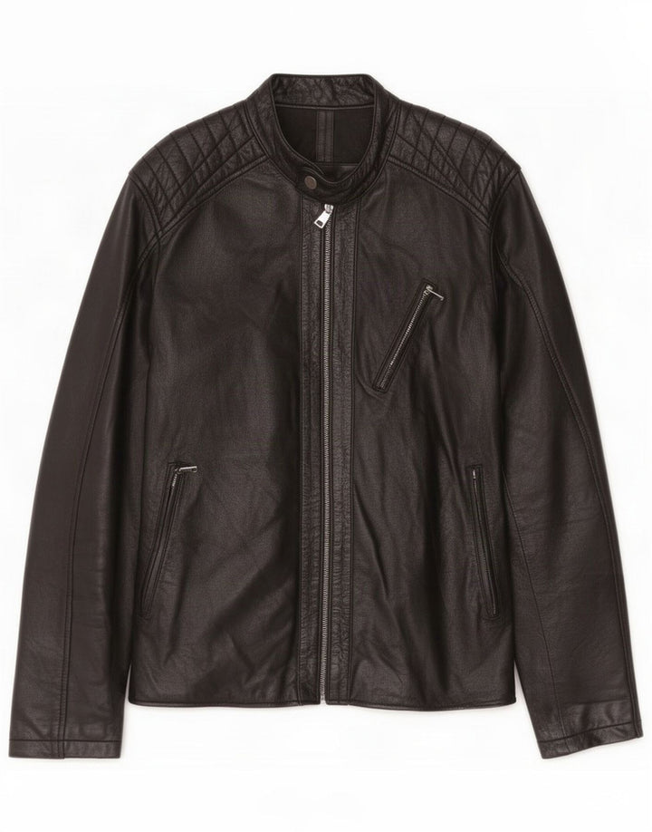 Conbipel Herren Lederjacke Größe 50 Large Schwarz