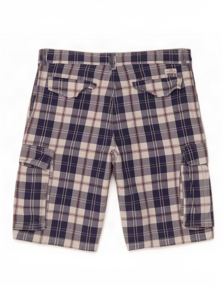 Crew Clothing Herren Cargo-Shorts 2XL W42 Marineblau kariert Baumwolle