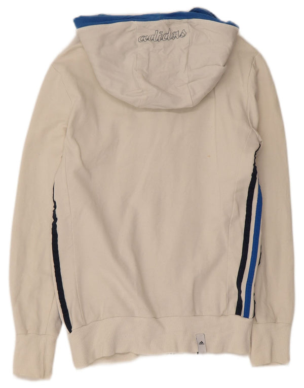 Adidas Damen Graphic Zip Hoodie Pullover UK 12 Mittelweiß Farbblock