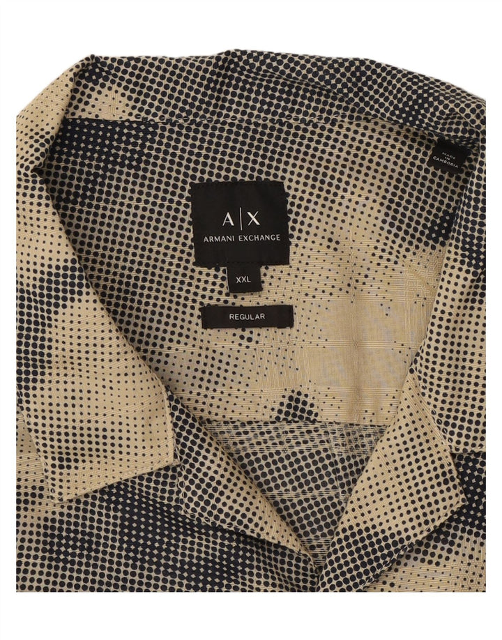ARMANI EXCHANGE Mens Regular Fit Short Sleeve Shirt 2XL Beige Camouflage Vintage Armani Exchange and Second-Hand Armani Exchange from Messina Hembry 