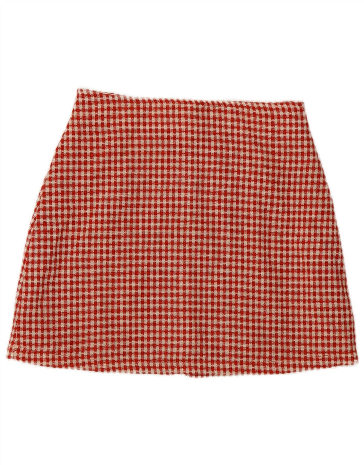Galleria Damen Minirock IT 46 Large W28 Roter Gingham-Polyester